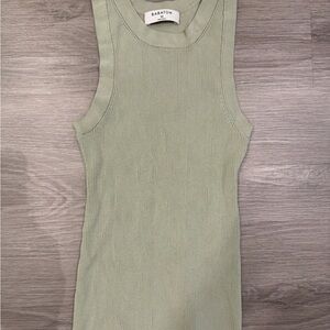 Babaton Light Green Sleeveless Ribbed Top